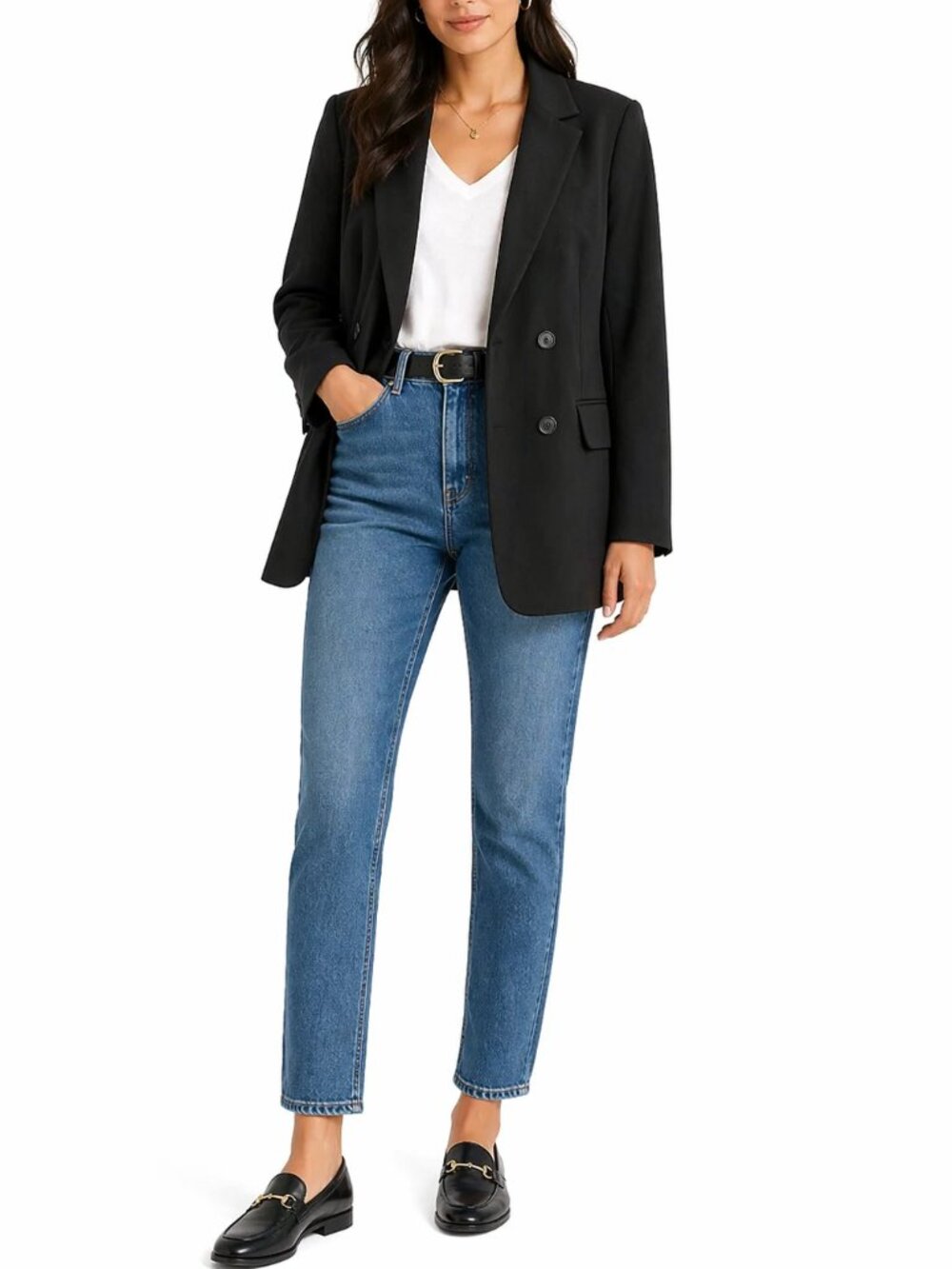Talbots Womens Black Double Breasted Blazer Jacket Size 8 NWT